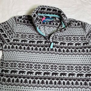 Chubbies  1/4 Zip Fleece Pullover Sweater Mens Medium Bearly Legal‎ Blue Gray